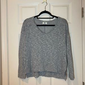 Old Navy Grey Curved V-neck